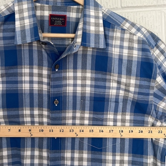 UNTUCKIT Men’s Fiano Plaid Button Down Shirt in Blue XL Tall - Picture 10 of 10